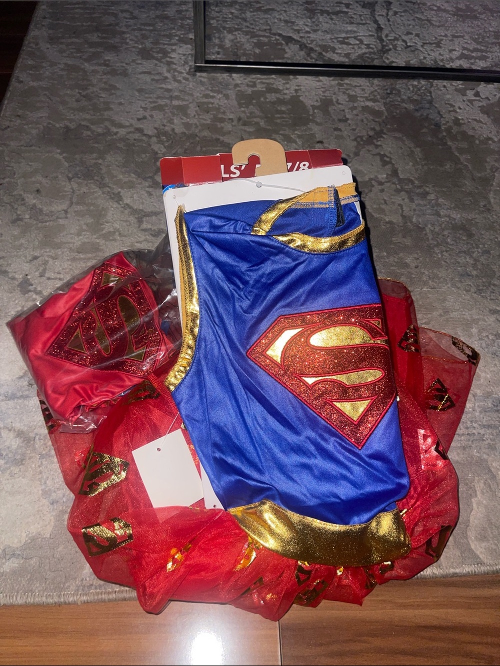Licensed Supergirl Kids Costume Dress with Cape - Blue & Red